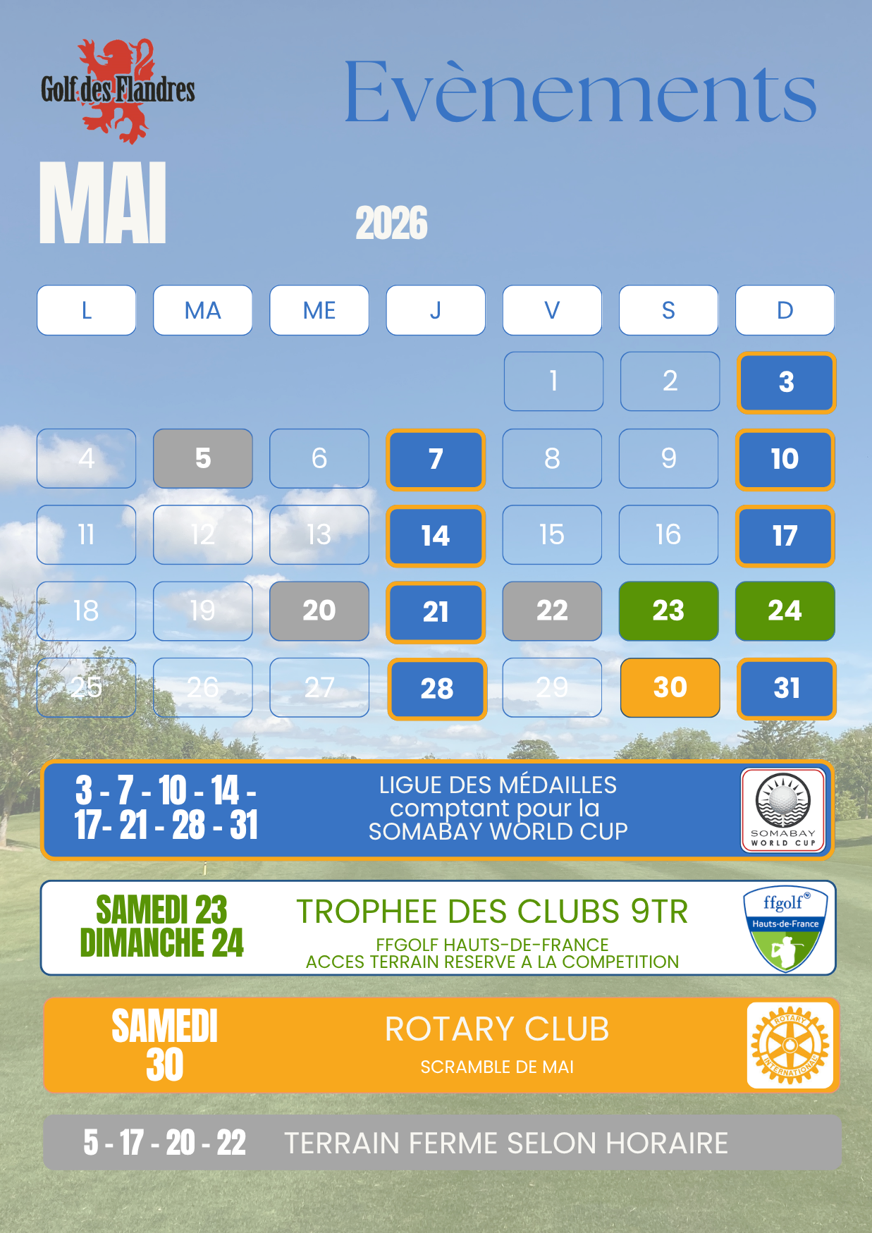 CALENDRIER Mai 2025